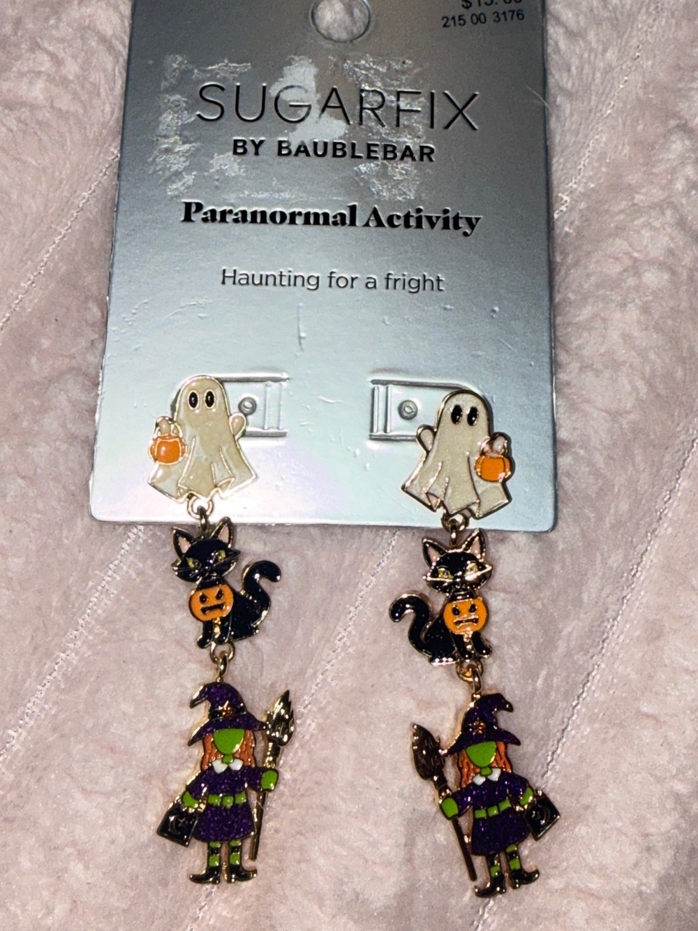 Sugarfix Paranormal Activity Triple Charm
Ghost Cat Witch Enamel Dangle Earrings